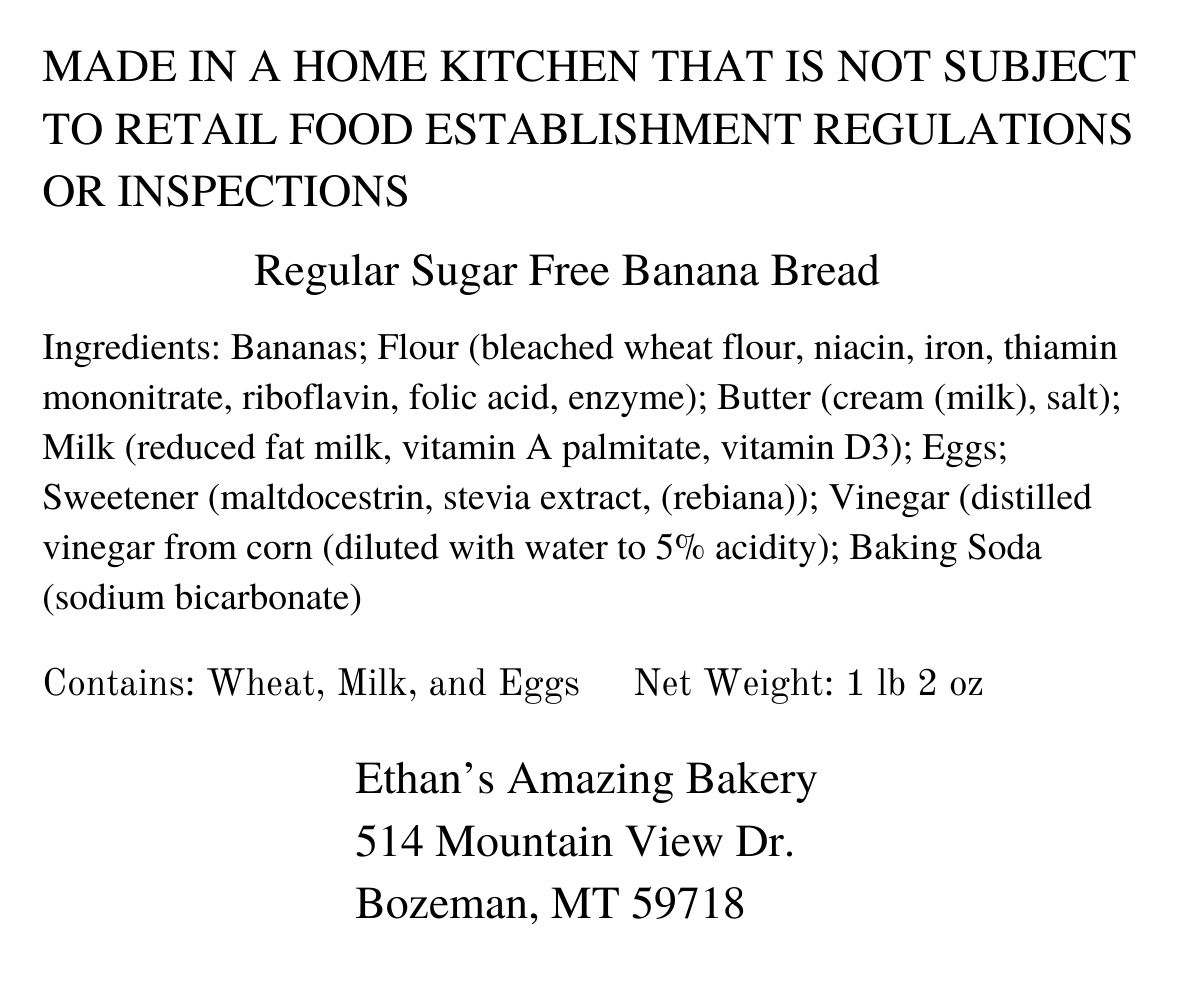 Sugar Free Banana Bread